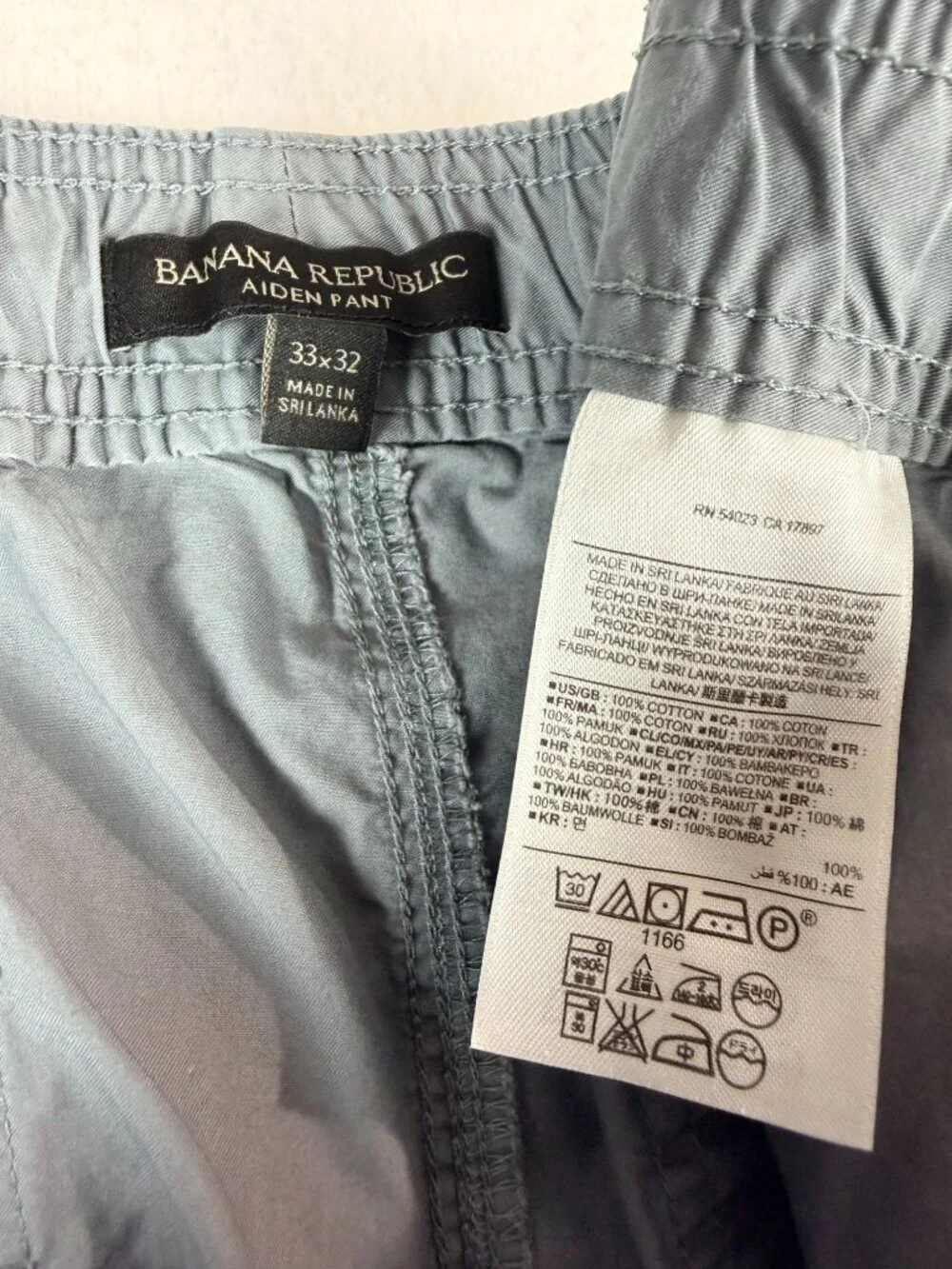 Banana Republic Aiden Pant Jogger Men’s 33x32 Gray Drawstring Cotton Pants